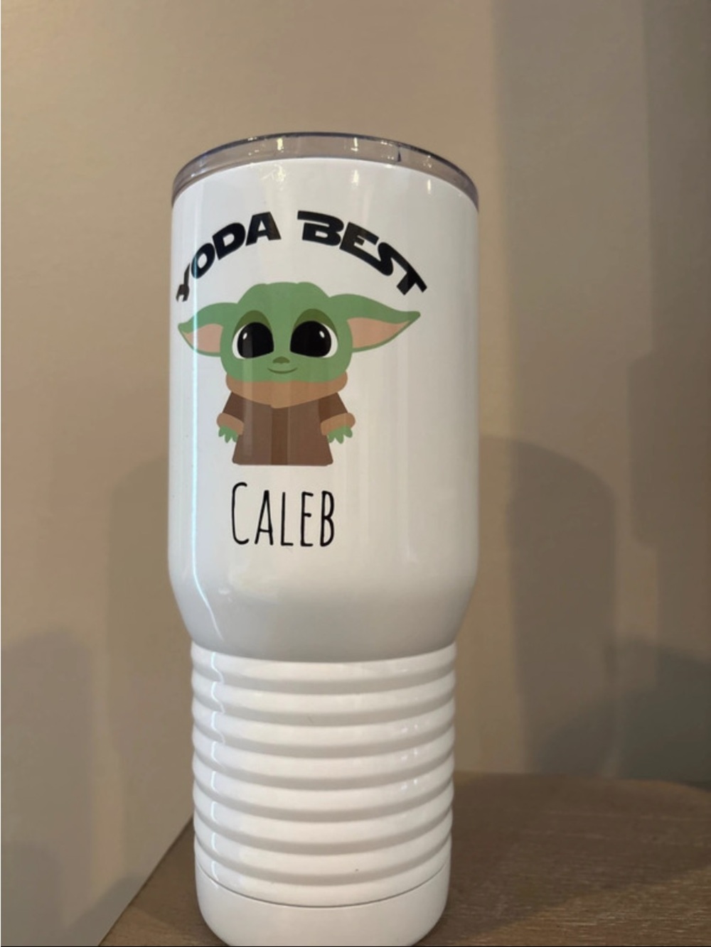 Star Wars White & Green Grogu Personalized Travel Tumbler